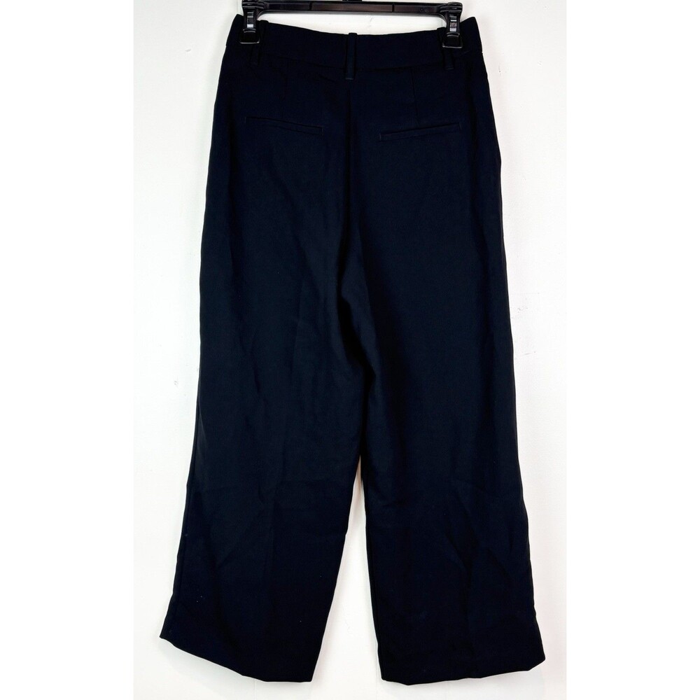 Aritzia Wilfred Effortless Pant Cropped Black Wide Leg Pleated Sz 4 High Rise - Picture 4 of 9